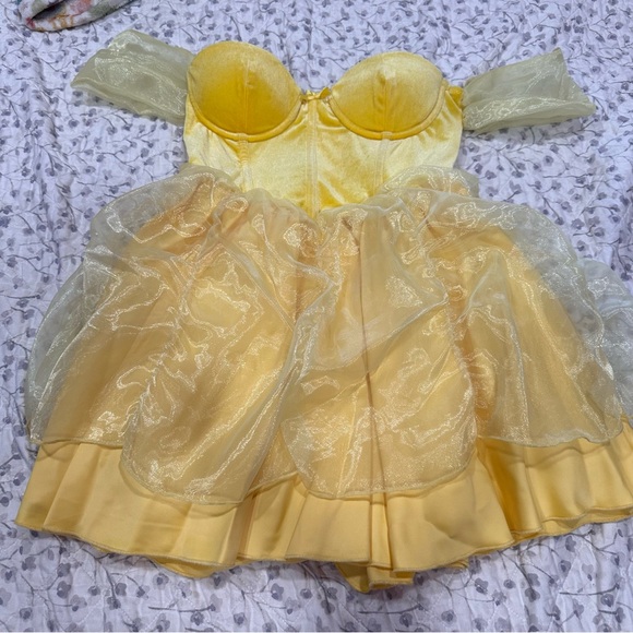 open lace back dress Mario Princess Daisy Costume Fancy Dress Suit Set